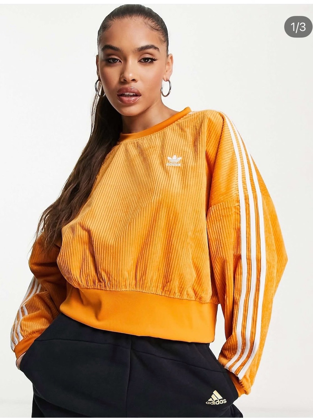 Adidas Originals Corded Velour Rust Colored Women’s Crew Sweatshirt